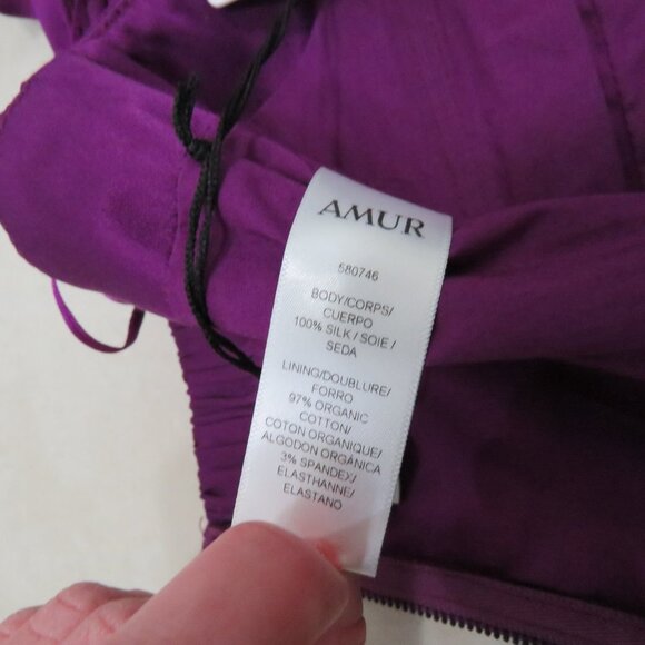 AMUR Winnie Off the Shoulder Purple 100% Silk Top - Size XXS NWT - Picture 11 of 14